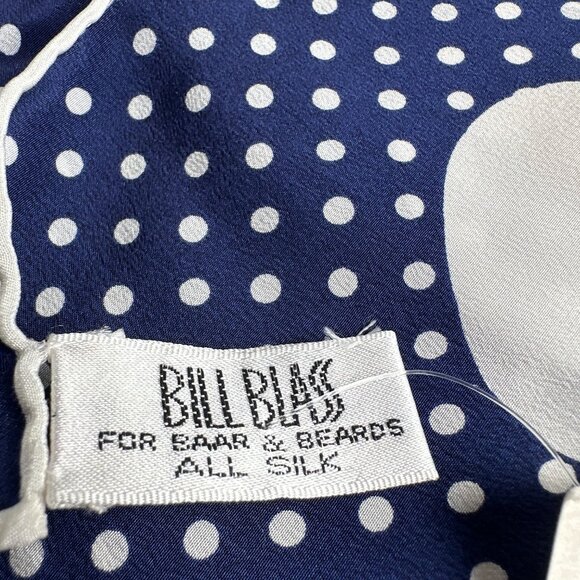 Vintage Bill Blass Silk Scarf, Deadstock Navy Polka Dot, Made for Baar & Beards - Picture 4 of 6